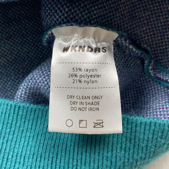 WKNDRS Wavy Chest Logo Long Sleeve Crewneck Sweater (Turquoise/Purple/White) - Picture 14 of 15